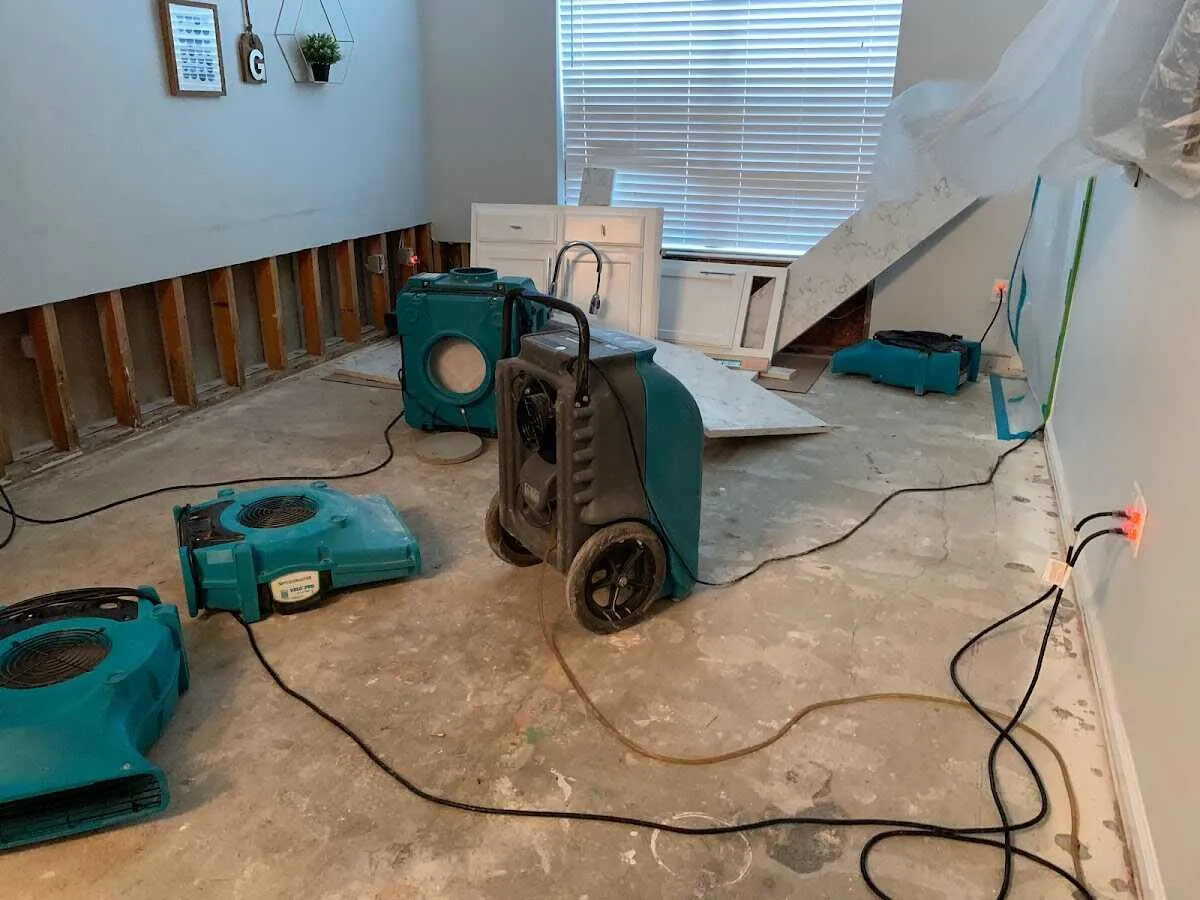 Dehumidifier in flood-cut room for Water Extraction & Removal in Triangle
